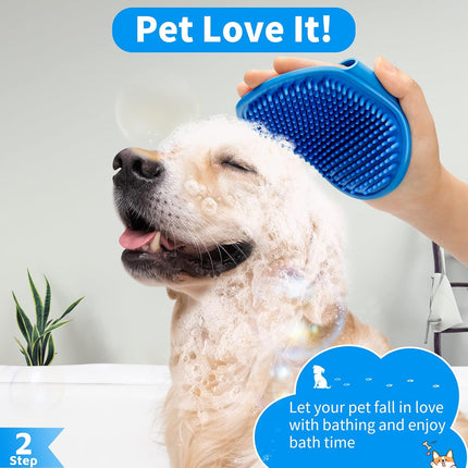 6PCS Dog Bath Brush & Toothbrush Set – Adjustable Handle, Odor & Stain Removal