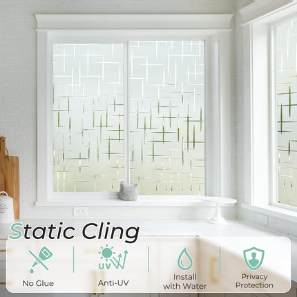 Window Privacy Film 17.5x78.7" – Frosted Cross, UV Blocking, Heat Control
