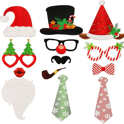 28PCS Christmas Photo Booth Props – Holiday Party Selfie Accessories