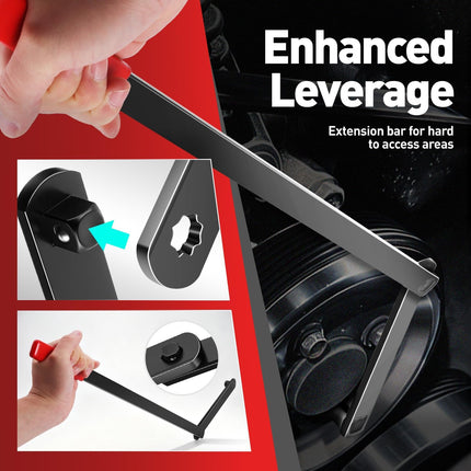 9PCS Serpentine Belt Tool Set, Belt Tensioner Wrench Kit with Case, Auto Repair Tools