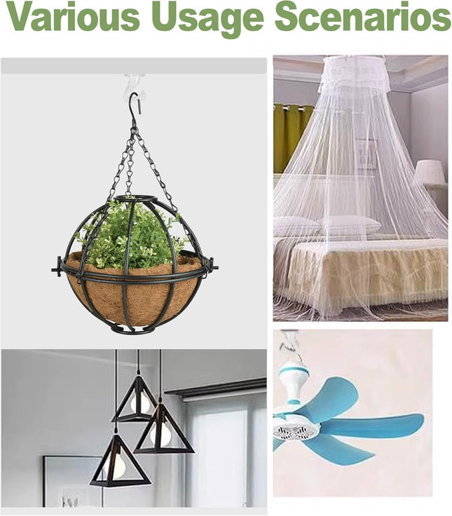 6-Pack Ceiling Hooks – Heavy Duty Metal Hooks for Hanging Plants & Lights
