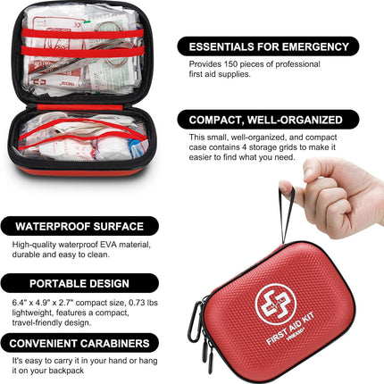 Mini First Aid Kit – 150-Piece Waterproof Medical Kit for Home, Car & Travel
