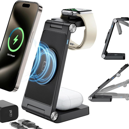 3 in 1 Magnetic Wireless Charging Station for iPhone Apple Watch AirPods