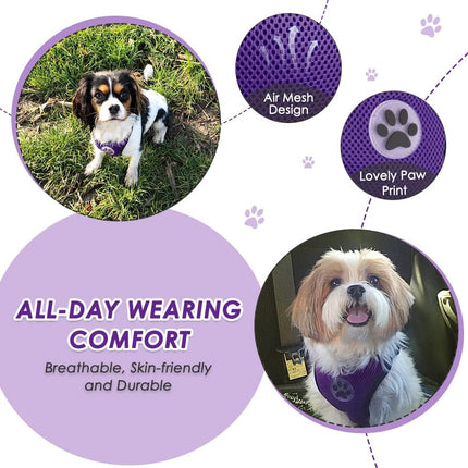 Dog Seat Belt Harness Soft Padded Adjustable Car Safety Vest Purple Medium