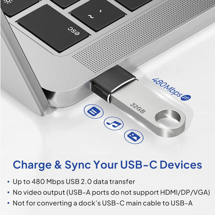 4-Pack USB to USB-C Adapter – Type-C Converter for iPhone, iPad & Samsung