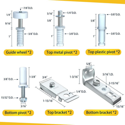 2-Pack Bifold Closet Door Hardware Kit with Top & Bottom Brackets