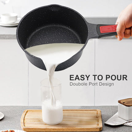 1.5QT Nonstick Saucepan with Lid, Pour Spout & Detachable Handle, Induction Safe