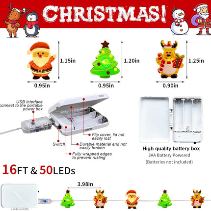 Christmas Tree Fairy Lights – LED Santa Claus, Snowman & Moose Waterproof String