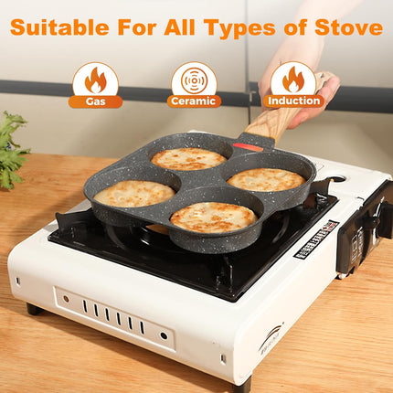 4-Cup Egg Cooker Pan – Nonstick Omelette Skillet for Gas & Induction Cooking