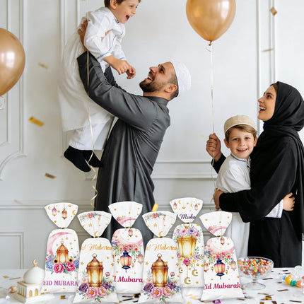 120PCS Eid Mubarak Treat Bags Ramadan Castle Moon Star Party Supplies