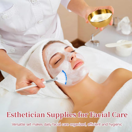 13-Piece Esthetician Set with Golden Mixing Bowls, Brushes & Portable Travel Bag