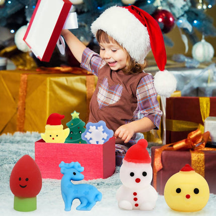50PCS Christmas Mochi Squishy Toys – Mini Squeeze Toys for Party Favors and Holiday Fun