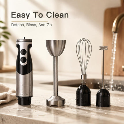 3-in-1 Hand Blender Set 12-Speed Immersion Blender with Whisk and Milk Frother Turbo