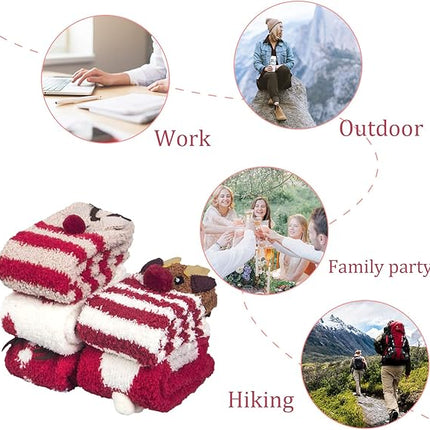 5 Pairs Cozy Women's Fuzzy Socks – Warm, Super Soft, Fluffy Winter Slipper Socks