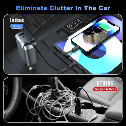 Car Charger USB-C 4-in-1 – Fast Charging Adapter, Travel Essentials