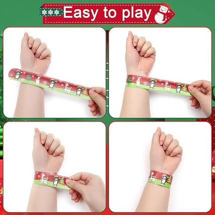48-Piece Christmas Slap Bracelets Festive Xmas Party Favors & Decorations