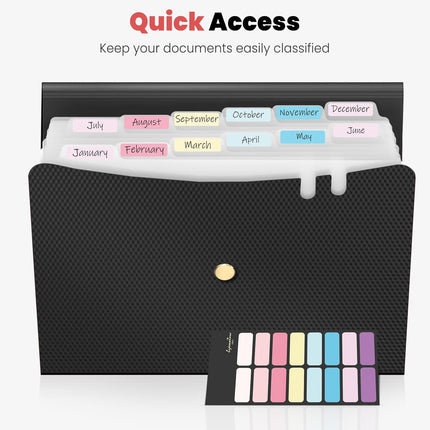 13 Pocket Expanding File Folder Accordion Organizer with Labels Letter A4 Size