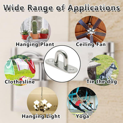 4PCS Ceiling Hooks & Pad Eyes – 304 Stainless Steel Hardware for Mounting