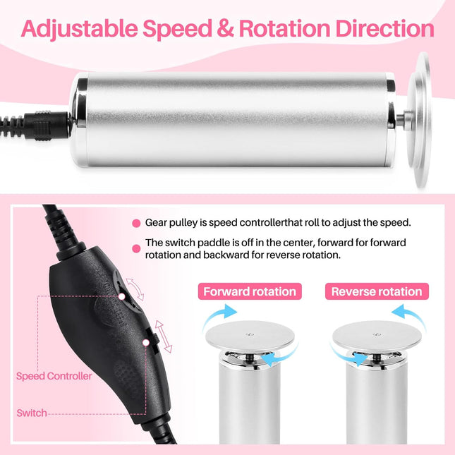 Electric Foot Callus Remover – Adjustable Speed Pedicure Tool with 60 Sandpaper Disks