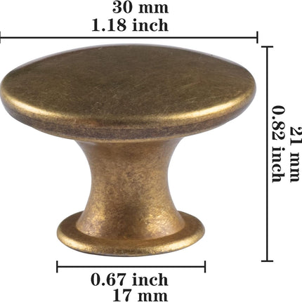 10 Pack Antique Brass Cabinet Knobs – Round Drawer & Cupboard Handles with Screws