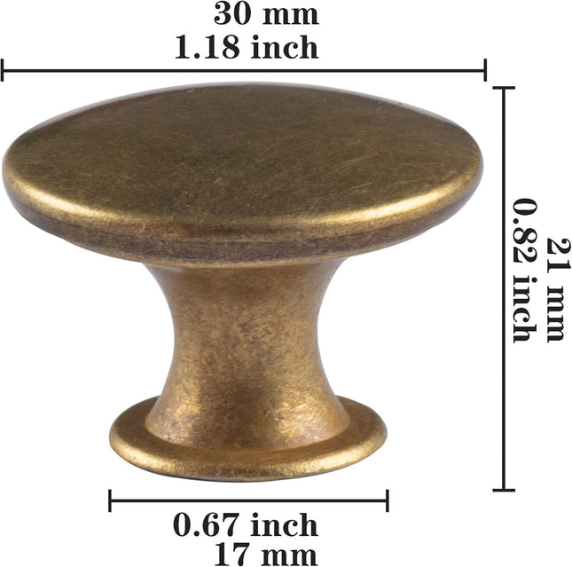 10 Pack Antique Brass Cabinet Knobs – Round Drawer & Cupboard Handles with Screws