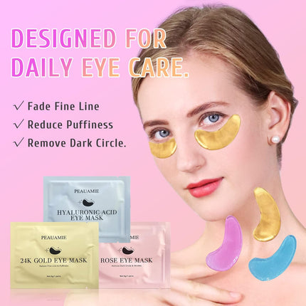 Under Eye Patches Gold & Hyaluronic Acid 30 Pairs for Dark Circles Puffiness