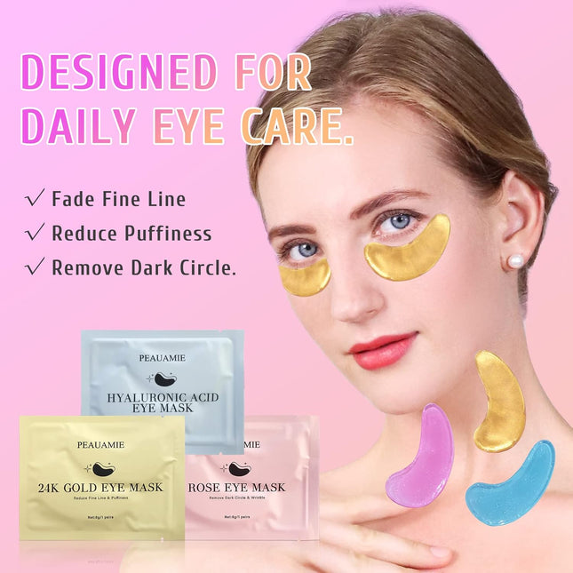 Under Eye Patches Gold & Hyaluronic Acid 30 Pairs for Dark Circles Puffiness