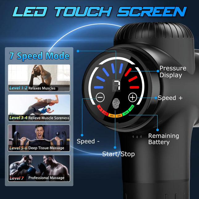 Percussion Massage Gun with 10 Massage Heads for Muscle Recovery & Relaxation
