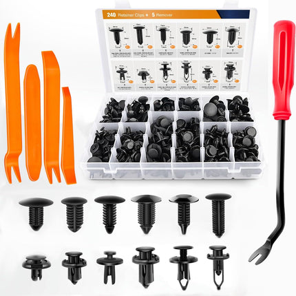 240PCS Bumper Retainer Clips – Auto Push Rivets Set for GM, Ford, Toyota, Honda