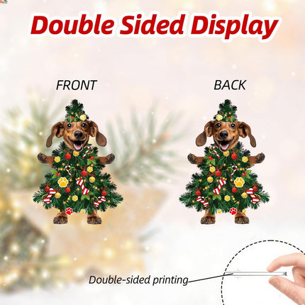 8 Pcs Christmas Dog Ornaments, Acrylic Hanging Decorations for Holiday Trees