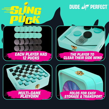 Sling Puck & Checkers Game Set Family Board Game for Kids Adults Ages 4+