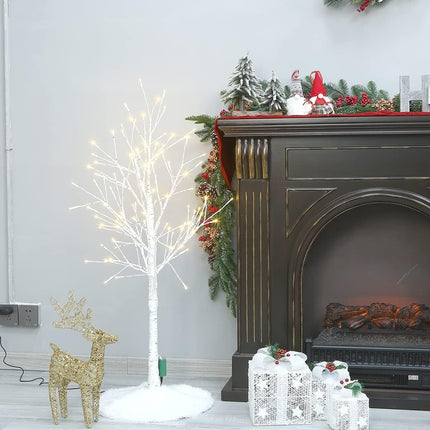 18in White Faux Fur Christmas Tree Skirt – Small Tabletop Xmas Tree Decoration