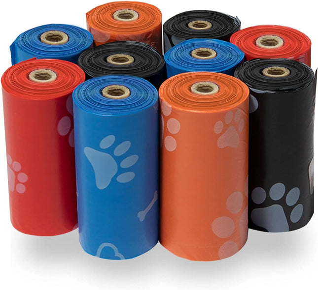 150 Count Dog Poop Bags – Thick, Leak-Proof, Assorted Colors for Outdoor Use