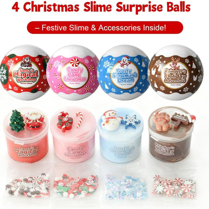 4PCS Holiday Slime Kit – Stocking Stuffers & Classroom Rewards for Kids