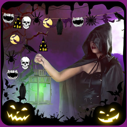 30-Piece Halloween Wooden Hanging Ornaments, Pumpkin Witch Skull Spider Tree Decor