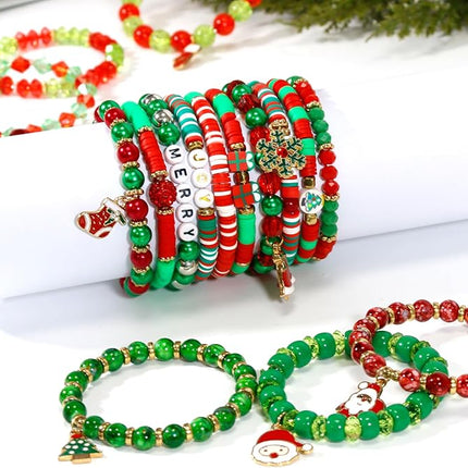 40 Pcs Boho Stretch Bracelets for Women – Stackable Elastic Friendship Set