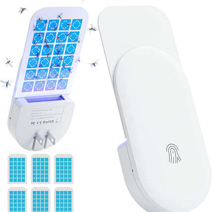 2-in-1 Indoor Flying Insect Trap – Plug-in with 6 Glue Cards, White