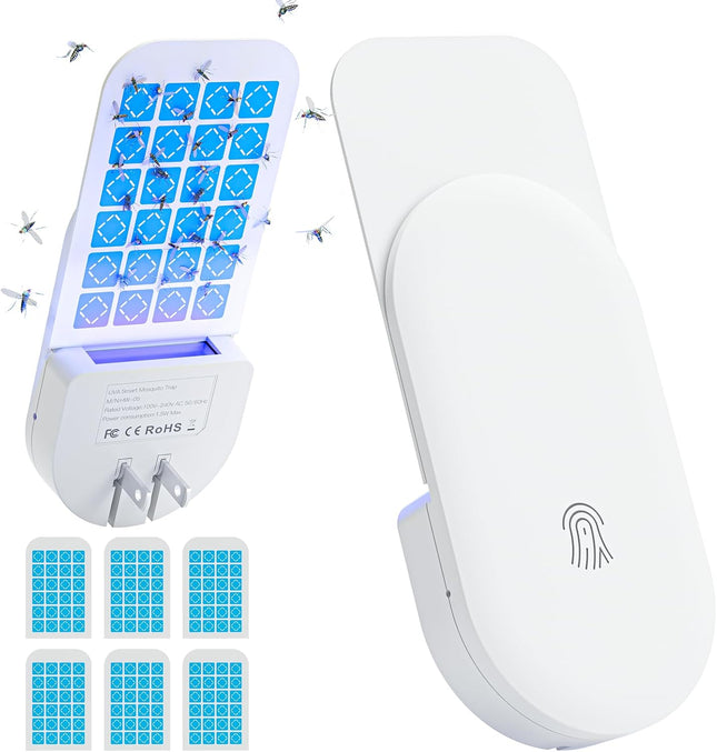 2-in-1 Indoor Flying Insect Trap – Plug-in with 6 Glue Cards, White