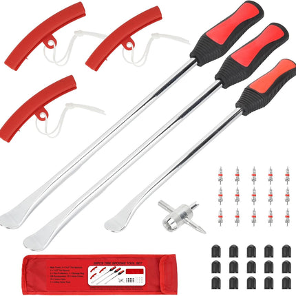 38PCS Tire Spoons Tool Set, 14.5 & 11.5in Tire Irons with Rim Protectors & Tools