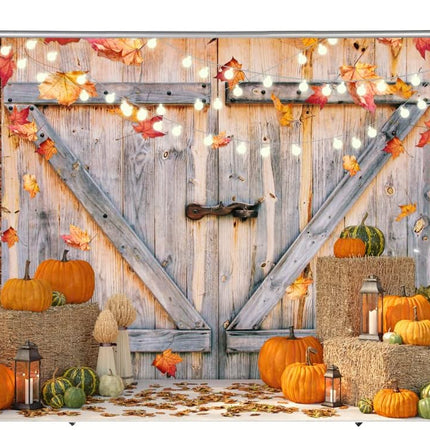 LYCGS 7x5FT Fall Backdrop – Pumpkin, Maple Leaves & Barn for Baby Shower or Thanksgiving Party