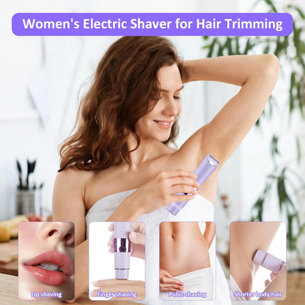 Electric Bikini Trimmer for Women – Waterproof, Gentle, Painless Razor in Purple