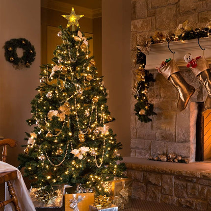 LED 6" Christmas Tree Topper Star – Rustic Battery Lighted Holiday Decor