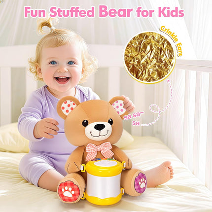 Stuffed Musical Bear – Early Learning Light-Up Drum for 6-24 Months