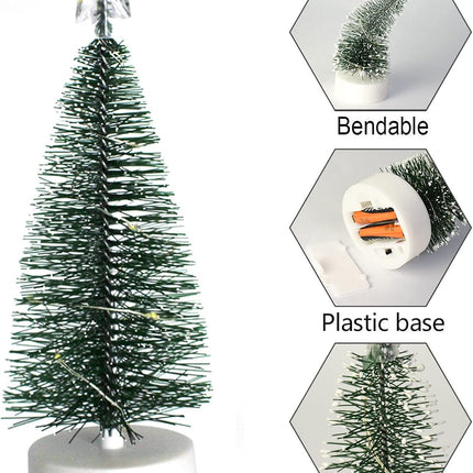Mini Christmas Trees with LED Lights – 3 Pack Bottle Brush Tabletop Decor