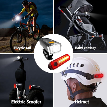 USB-C Rechargeable Bike Lights Front & Rear, 3 Modes, Safety Lights for Night Riding