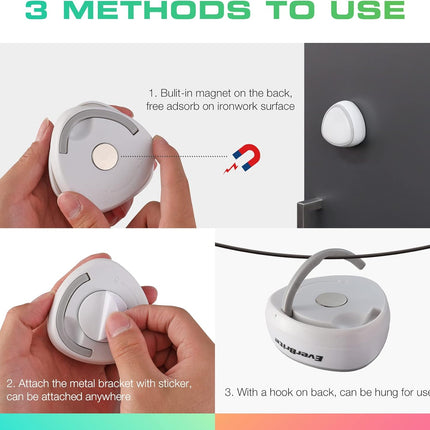 LED Tap Puck Lights – 12 RGB Colors, Remote, Wireless, 3-Pack, Battery Powered