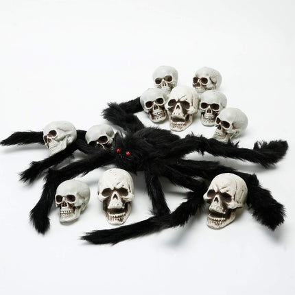 8-Piece Halloween Skull Decorations, 1.8x1.8x2.4in Realistic Skeleton Head Decor