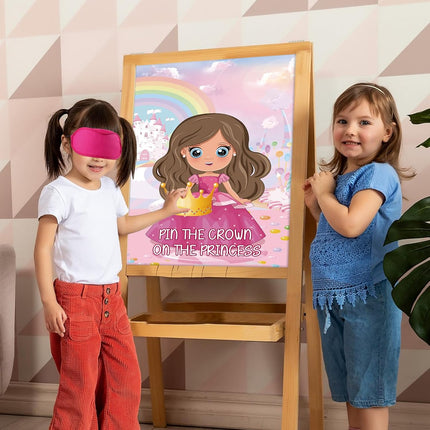 Pin The Crown on The Princess – Party Game with 24 Stickers for Girls' Birthday