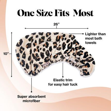 Microfiber Hair Towel Wrap for Women – Quick Dry, Anti-Frizz, Leopard