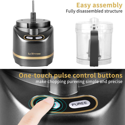 Compact 2-Cup Food Processor 200W for Mincing, Grinding and Pureeing